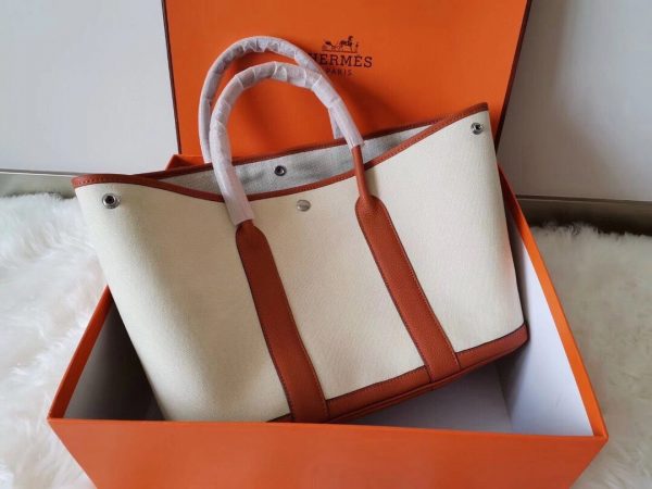 Hermes Garden Party size 36 white x striped orange Bag 8