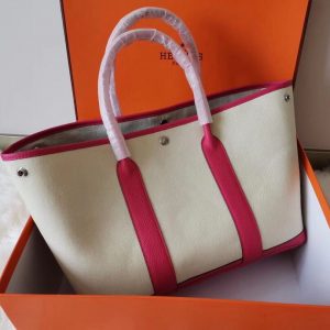 Hermes Garden Party size 36 white x striped pink Bag 14