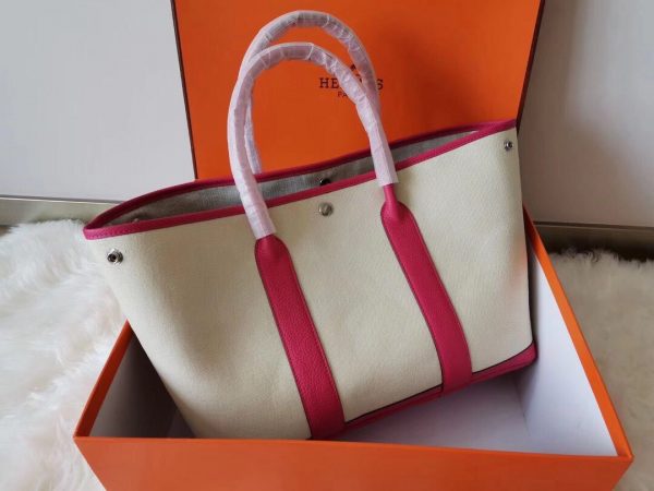 Hermes Garden Party size 36 white x striped pink Bag 6