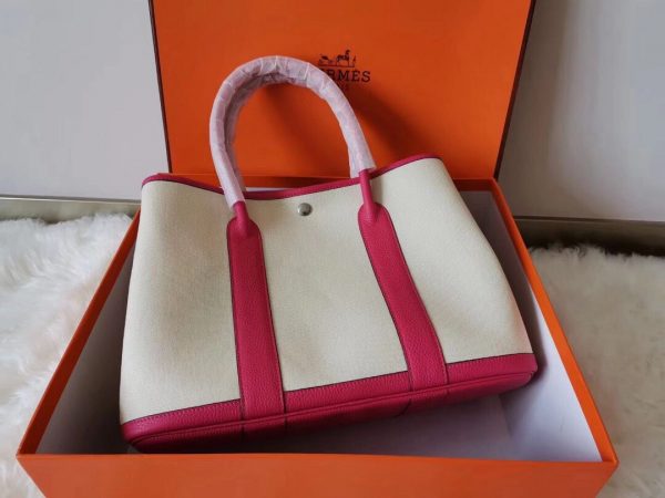 Hermes Garden Party size 36 white x striped pink Bag 1