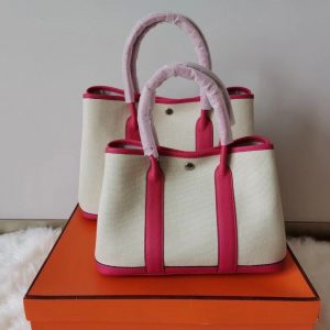 Hermes Garden Party size 36 white x striped pink Bag 16