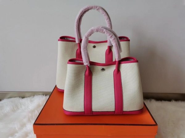 Hermes Garden Party size 36 white x striped pink Bag 8