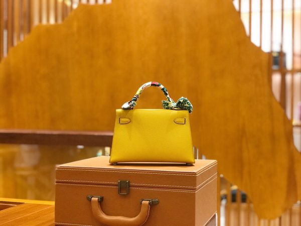 Hermes Mini Kelly 3Q amber yellow Bag 2