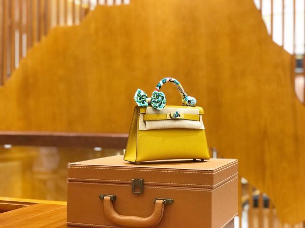 Hermes Mini Kelly 3Q amber yellow Bag 3