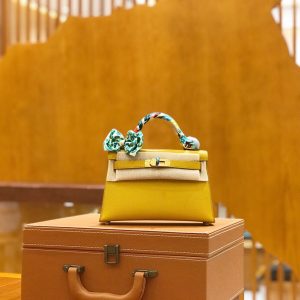 Hermes Mini Kelly 3Q amber yellow Bag 11