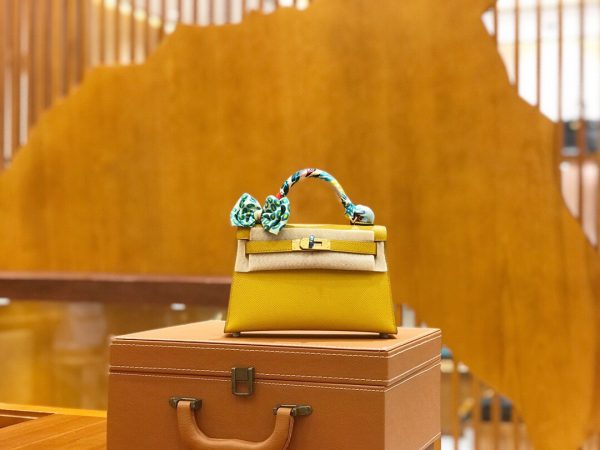 Hermes Mini Kelly 3Q amber yellow Bag 4