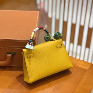 Hermes Mini Kelly 3Q amber yellow Bag 13