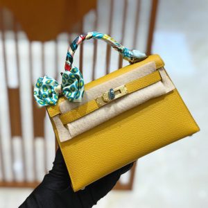 Hermes Mini Kelly 3Q amber yellow Bag 15