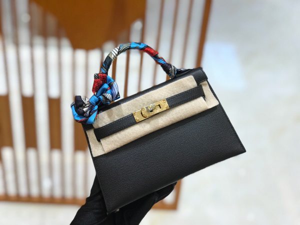 Hermes Mini Kelly 3Q classic black Bag 7