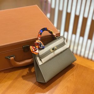 Hermes Mini Kelly 3Q elephant gray Bag 12