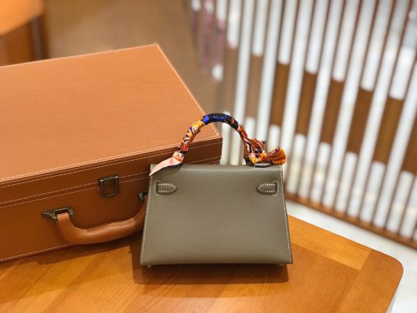 Hermes Mini Kelly 3Q elephant gray Bag 6