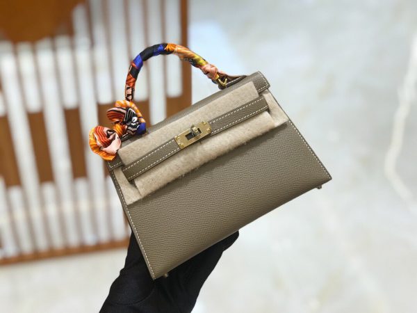 Hermes Mini Kelly 3Q elephant gray Bag 8