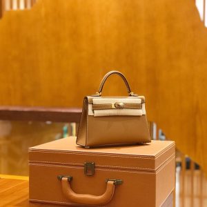 Hermes Mini Kelly 3Q golden brown Bag 10