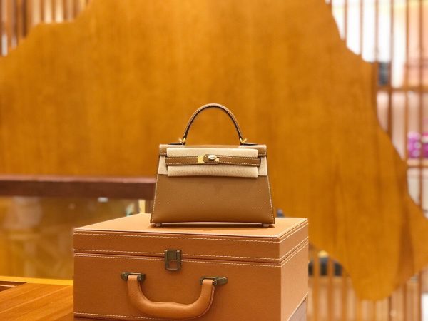 Hermes Mini Kelly 3Q golden brown Bag 4