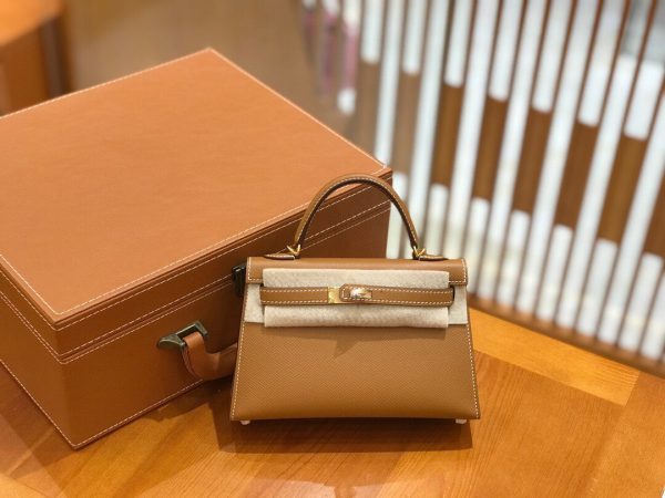 Hermes Mini Kelly 3Q golden brown Bag 1