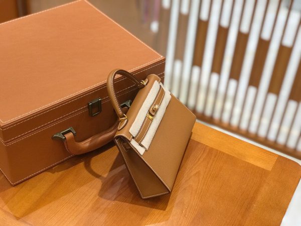 Hermes Mini Kelly 3Q golden brown Bag 6