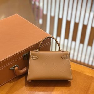 Hermes Mini Kelly 3Q golden brown Bag 14