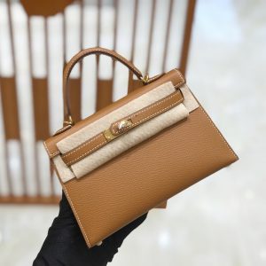 Hermes Mini Kelly 3Q golden brown Bag 15