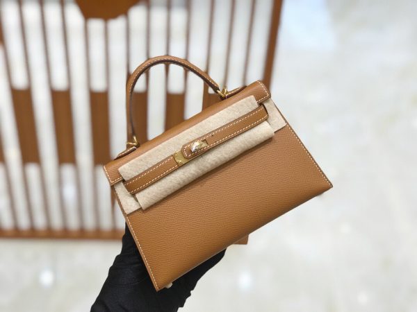 Hermes Mini Kelly 3Q golden brown Bag 8