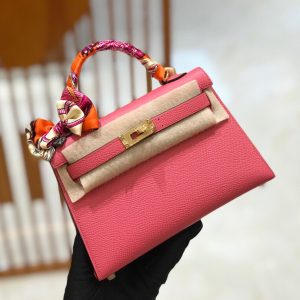 Hermes Mini Kelly 3Q lipstick pink Bag 11