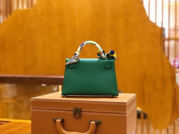 Hermes Mini Kelly 3Q velvet green Bag 2