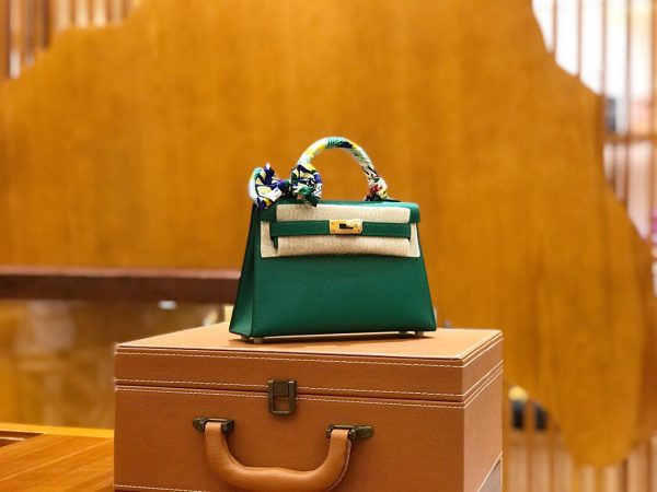 Hermes Mini Kelly 3Q velvet green Bag 4