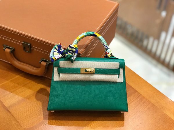 Hermes Mini Kelly 3Q velvet green Bag 1