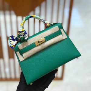 Hermes Mini Kelly 3Q velvet green Bag 15