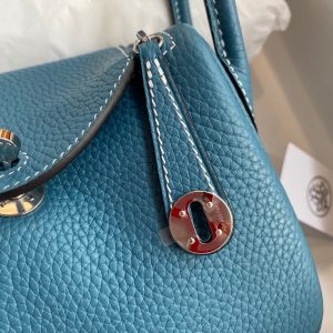 Hermes Mini Lindy 19 denim blue Bag 18