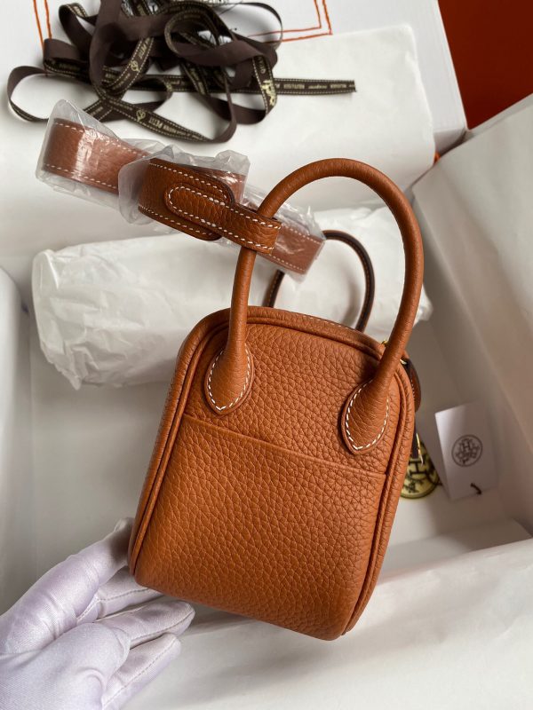 Hermes Mini Lindy 19 orange brown Bag 6