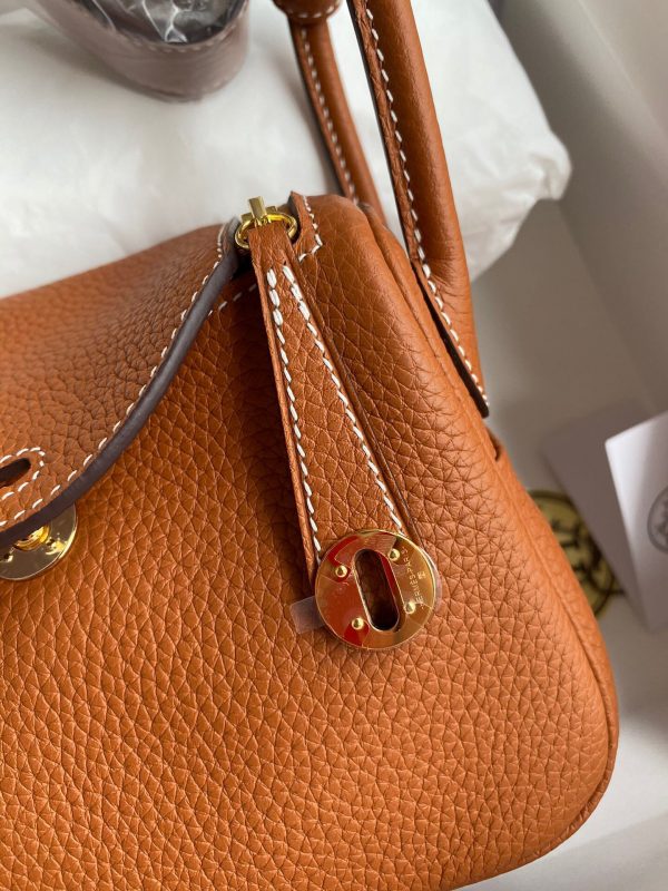 Hermes Mini Lindy 19 orange brown Bag 8