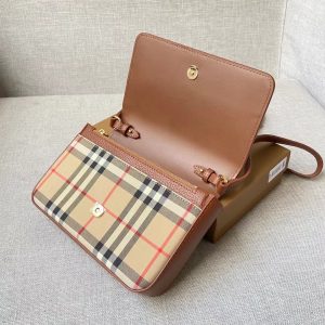 Burberry Leather and Vintage Check Note Crossbody Bag 10