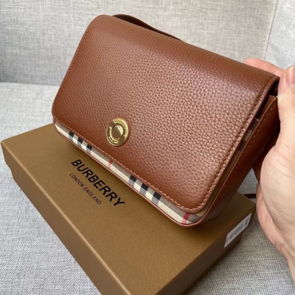 Burberry Leather and Vintage Check Note Crossbody Bag 1