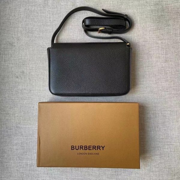Burberry Leather and Vintage Check Note Crossbody Bag Black 4