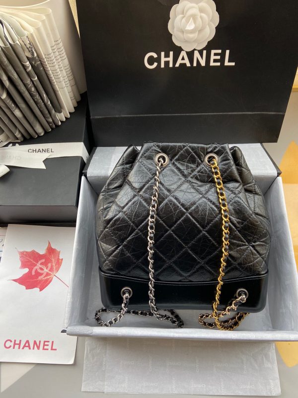CHANEL 94485 Gold and Silver Chain Retro Backpack 2