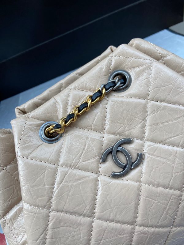 CHANEL 94485 Gold and Silver Chain Retro Backpack 2