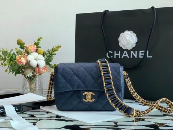 CHANEL SMALL FLAP BAG WITH CHAIN blue 99065 1