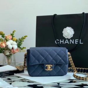 CHANEL SMALL FLAP BAG WITH CHAIN blue 99065 9