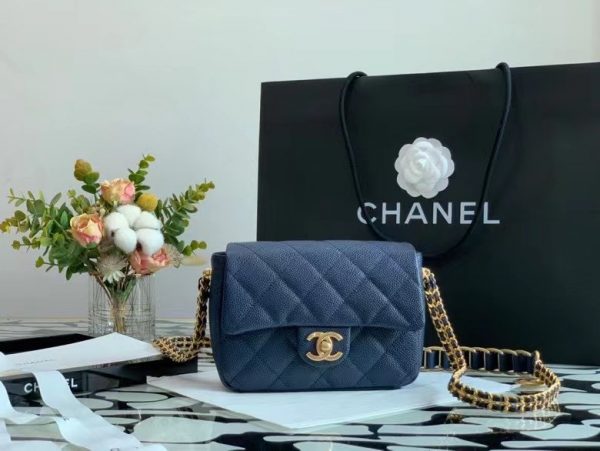 CHANEL SMALL FLAP BAG WITH CHAIN blue 99065 3