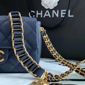 CHANEL SMALL FLAP BAG WITH CHAIN blue 99065 10