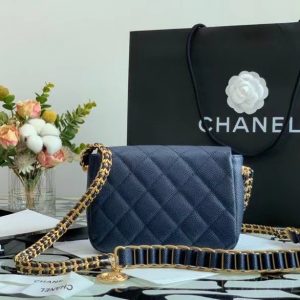 CHANEL SMALL FLAP BAG WITH CHAIN blue 99065 11