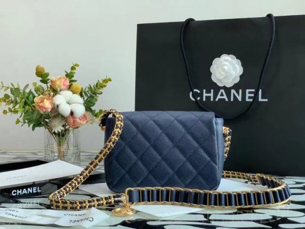 CHANEL SMALL FLAP BAG WITH CHAIN blue 99065 5