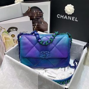 Chanel 19 tie-dye calfskin flap bag 1160 Symphony Blue 9