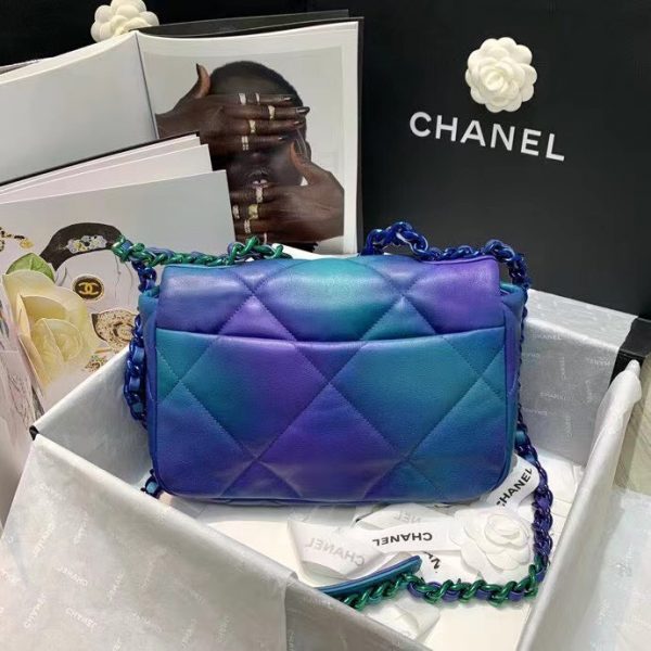 Chanel 19 tie-dye calfskin flap bag 1160 Symphony Blue 3