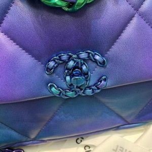 Chanel 19 tie-dye calfskin flap bag 1160 Symphony Blue 11