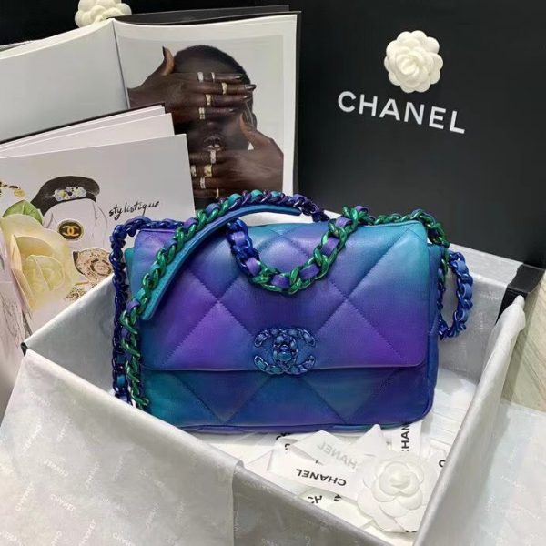 Chanel 19 tie-dye calfskin flap bag 1160 Symphony Blue 1