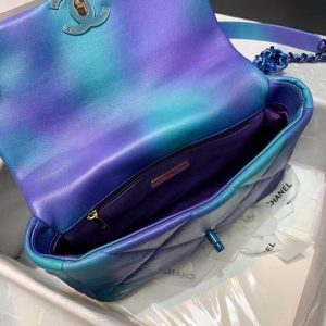 Chanel 19 tie-dye calfskin flap bag 1160 Symphony Blue 15