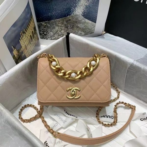 Chanel small chain cosmetic bag 81113 Apricot 1