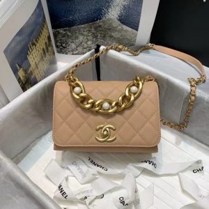 Chanel small chain cosmetic bag 81113 Apricot 9