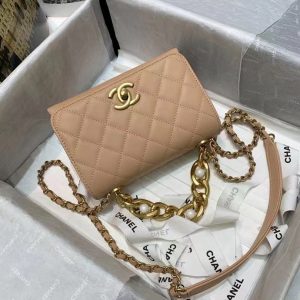 Chanel small chain cosmetic bag 81113 Apricot 12